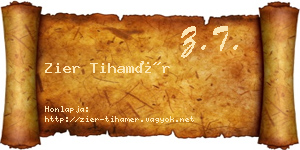 Zier Tihamér névjegykártya